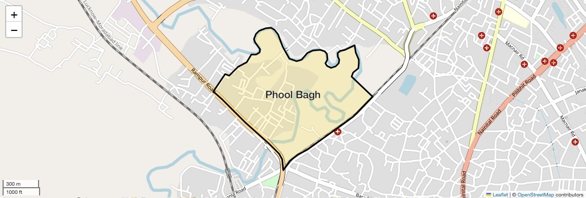Location Map of Phool Bagh, Bareilly