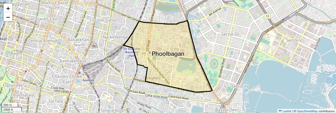 Location Map of Phoolbagan, Kolkata