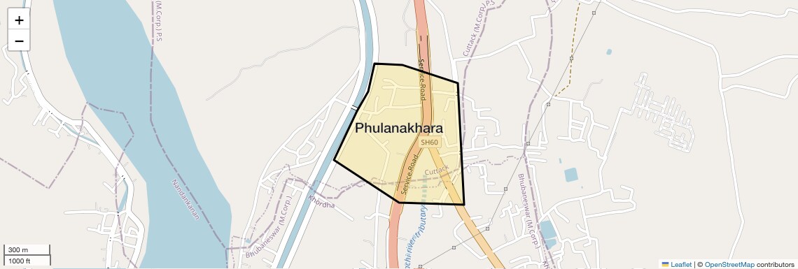 Location Map of Phulanakhara, Bhubaneswar