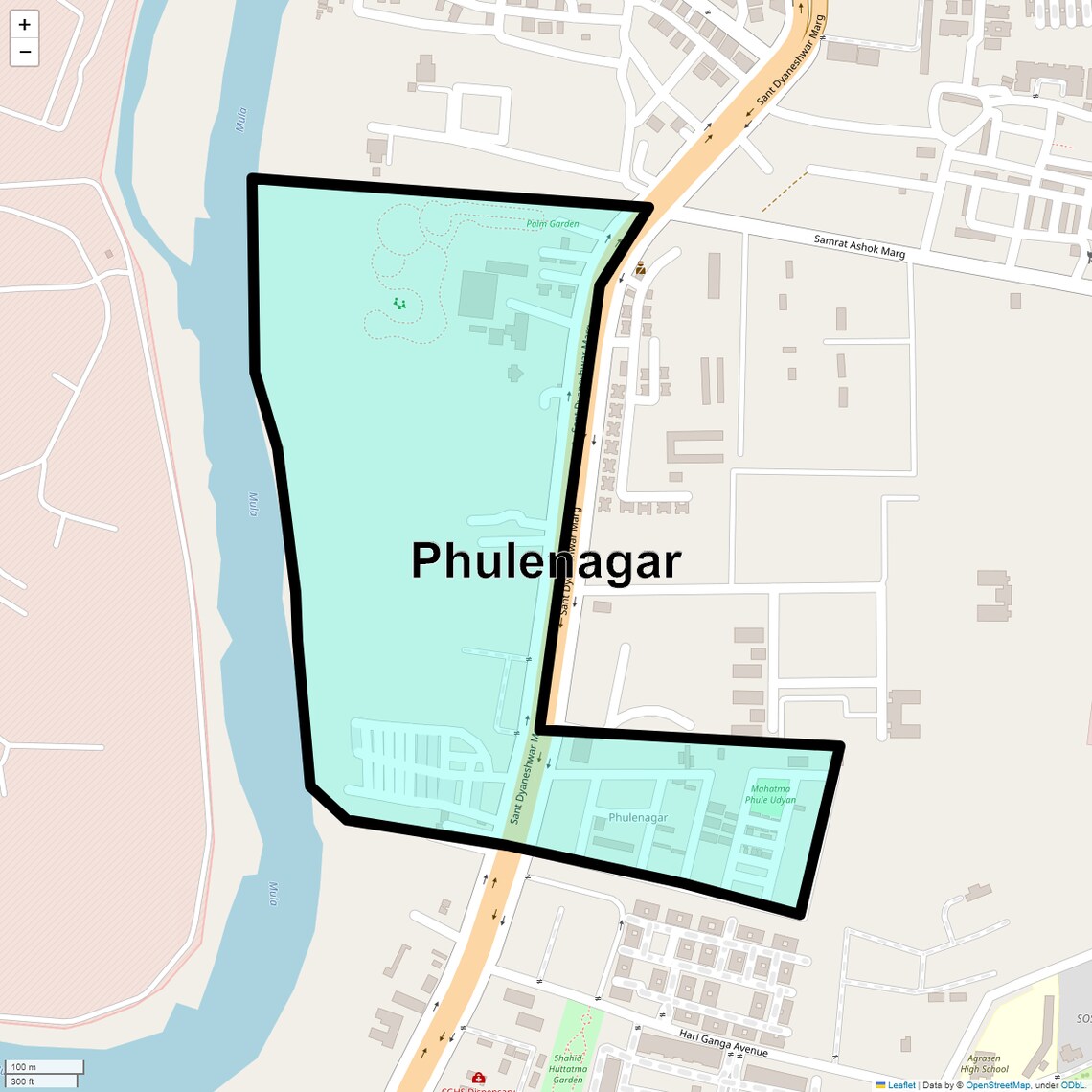 Location Map of Phulenagar, Pune