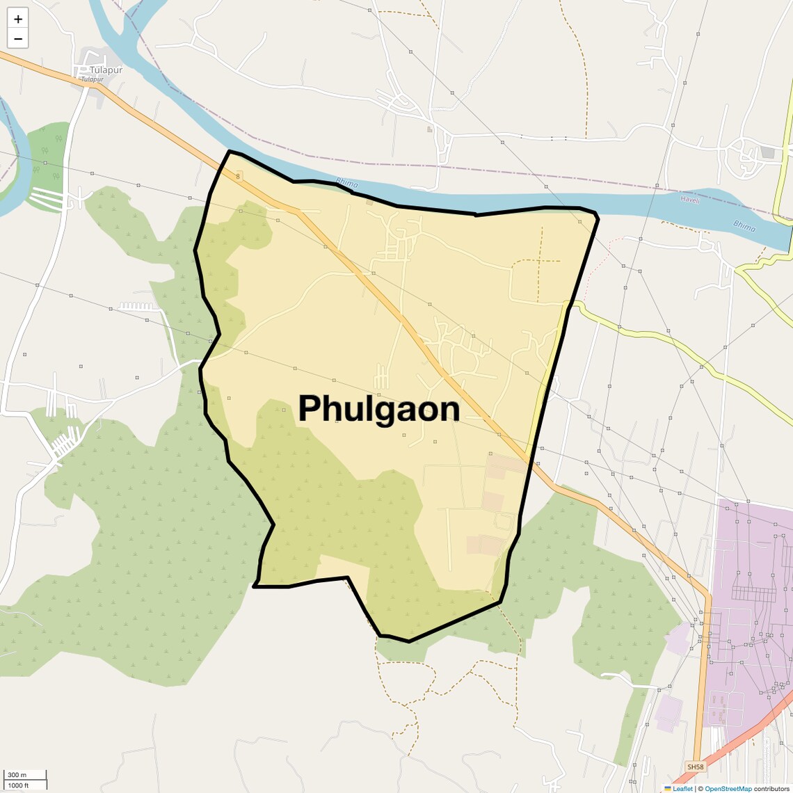 Location Map of Phulgaon, Pune