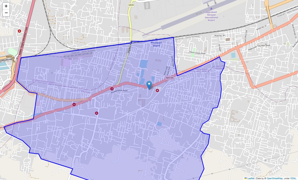 Location Map of Phulwari Sharif, Patna