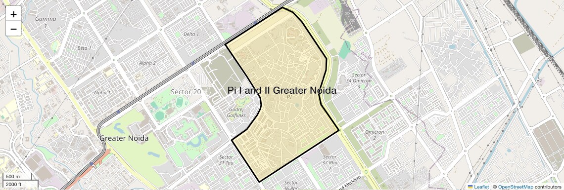 Location Map of Pi I and II Greater Noida, Greater Noida