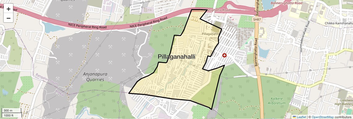 Location Map of Pillaganahalli, Bangalore