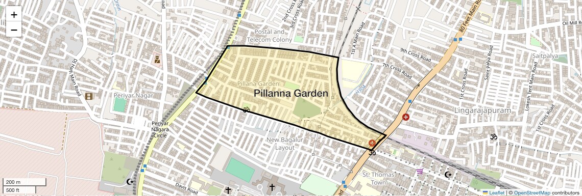 Location Map of Pillanna Garden, Bangalore