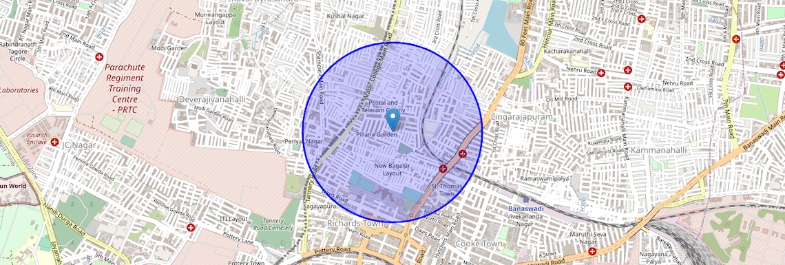 Location Map of Pillanna Garden, Bangalore