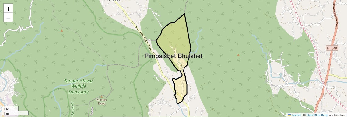 Location Map of Pimpalshet Bhuishet, Thane