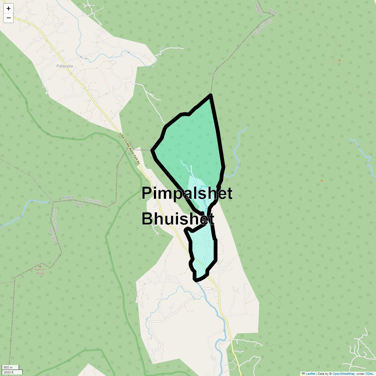 Location Map of Pimpalshet Bhuishet, Thane
