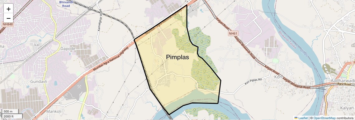 Location Map of Pimplas, Thane