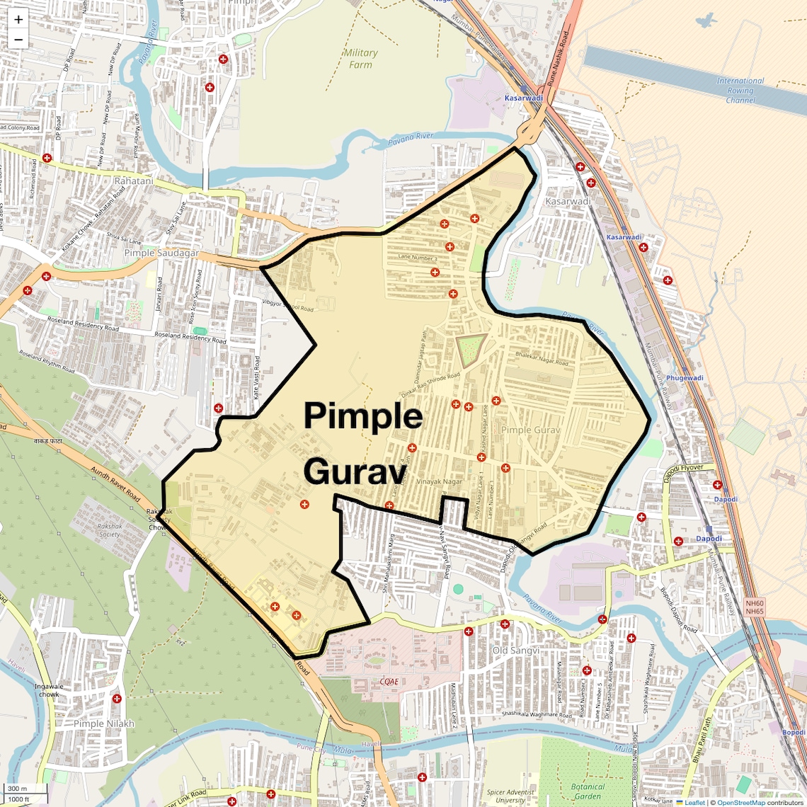 Location Map of Pimple Gurav, Pune