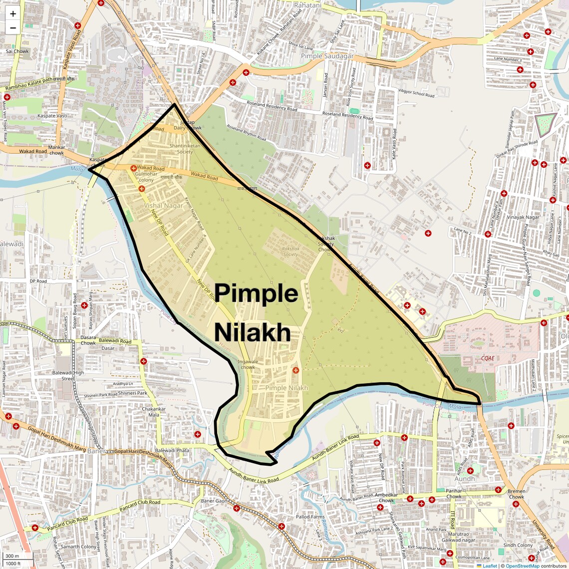 Location Map of Pimple Nilakh, Pune