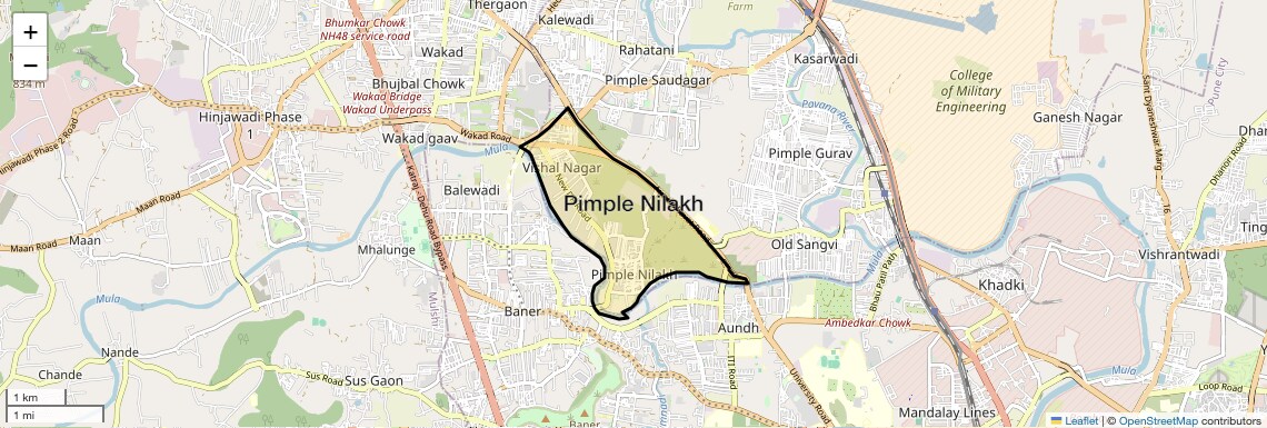 Location Map of Pimple Nilakh, Pune