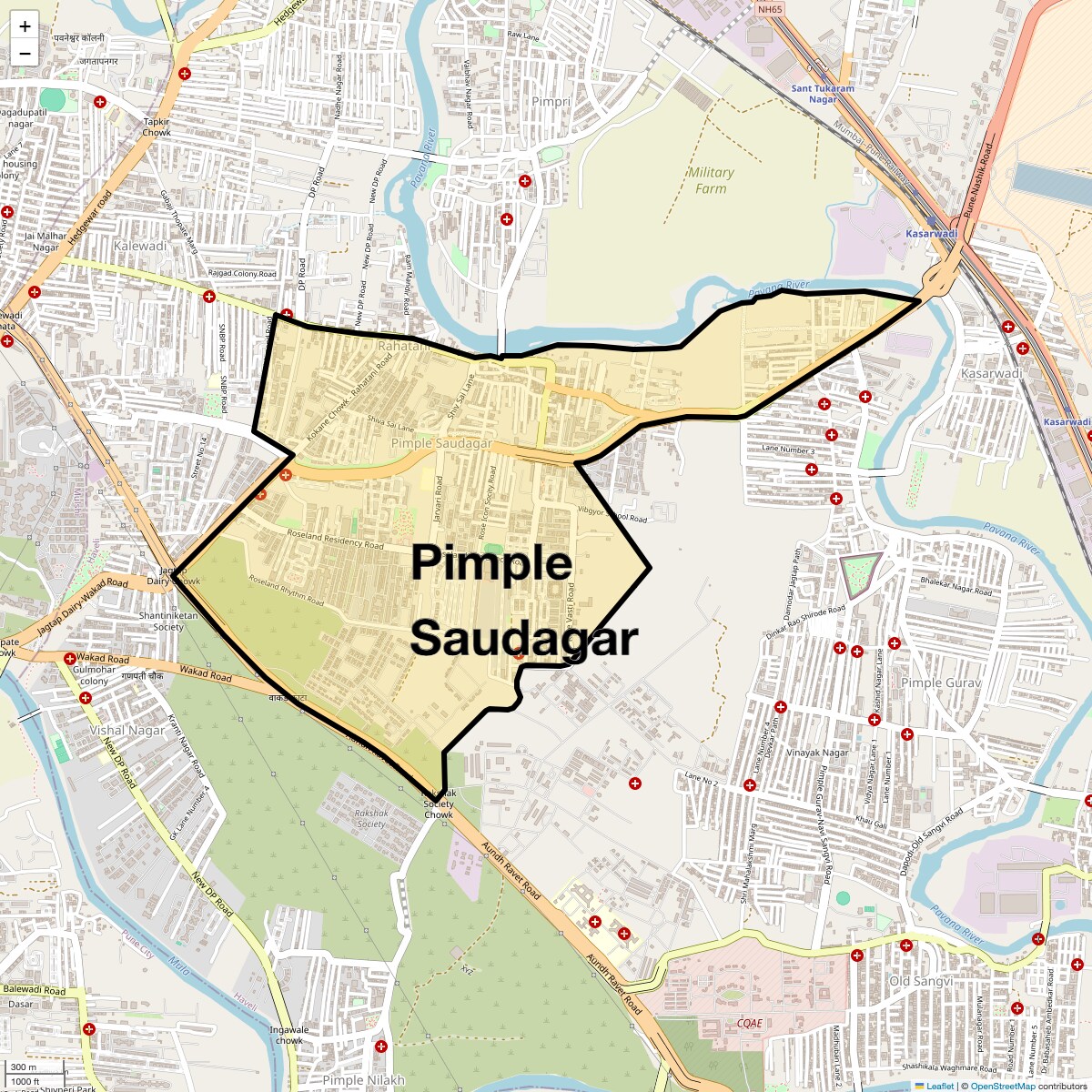 Location Map of Pimple Saudagar, Pune