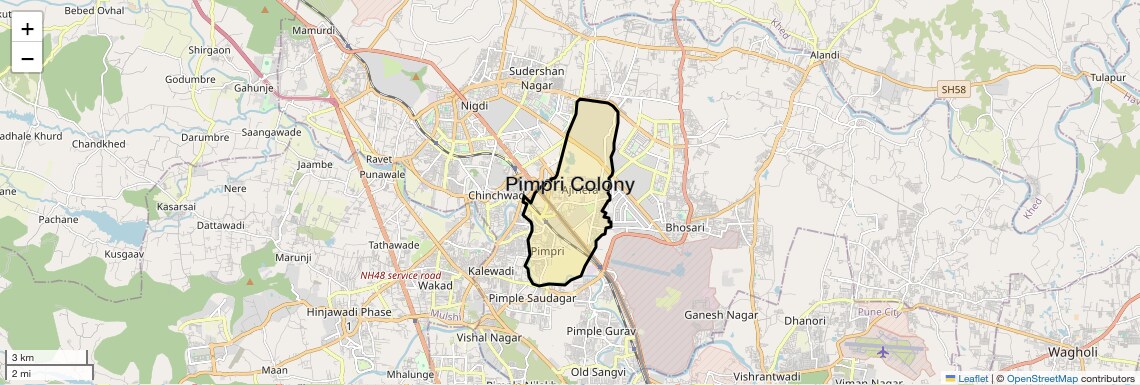 Location Map of Pimpri Colony, Pune