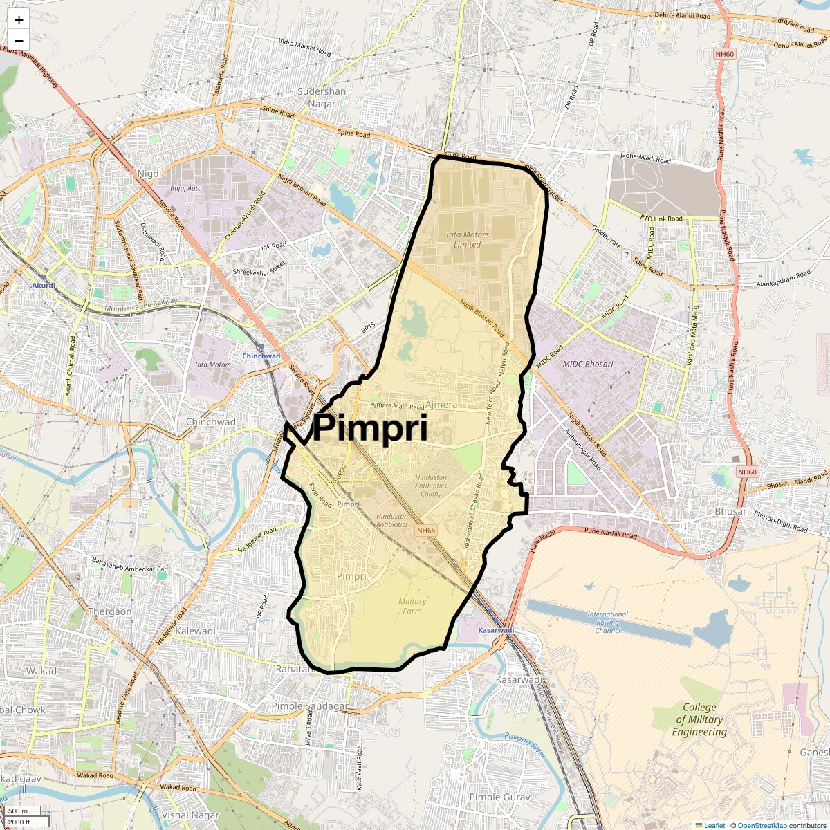 Location Map of Pimpri, Pune