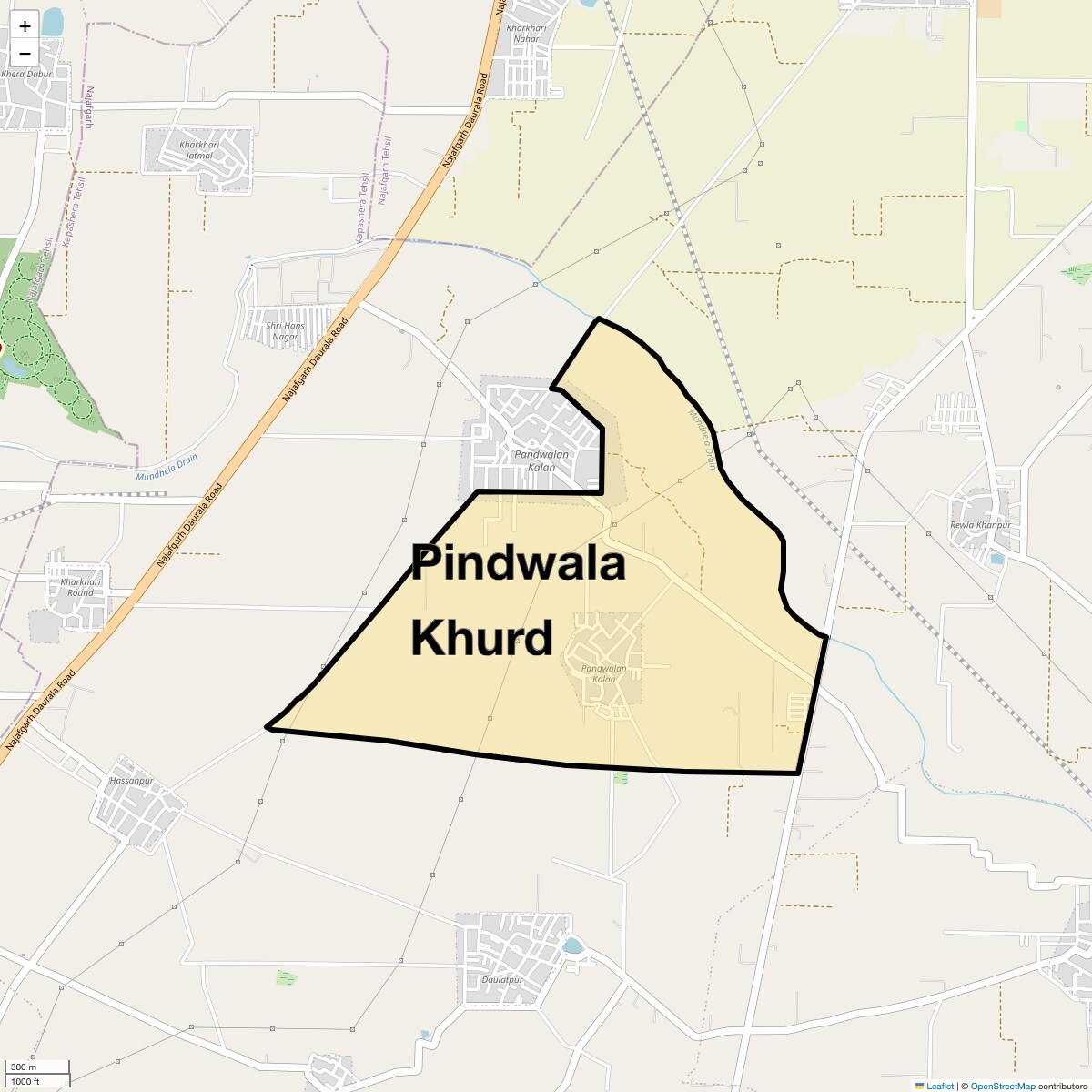 Location Map of Pindwala Khurd, Delhi