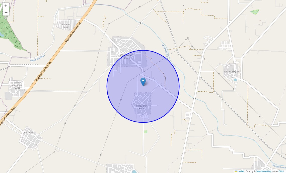 Location Map of Pindwala Khurd, Delhi