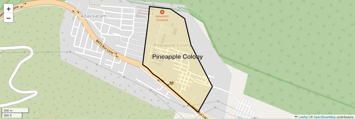 Location Map of Pineapple Colony, Vizag