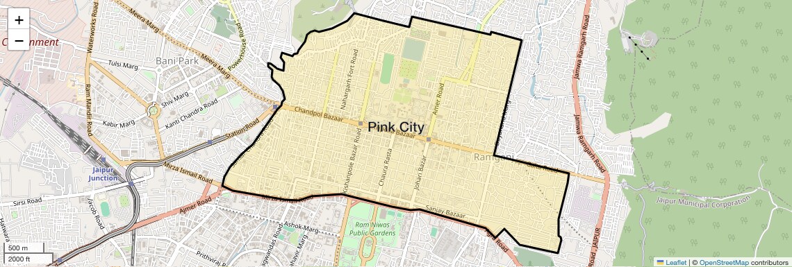Location Map of Pink City, Jaipur