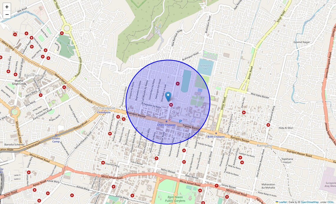 Location Map of Pink City, Jaipur