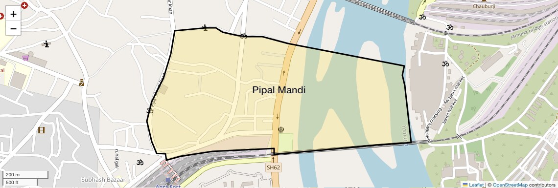 Location Map of Pipal Mandi, Agra