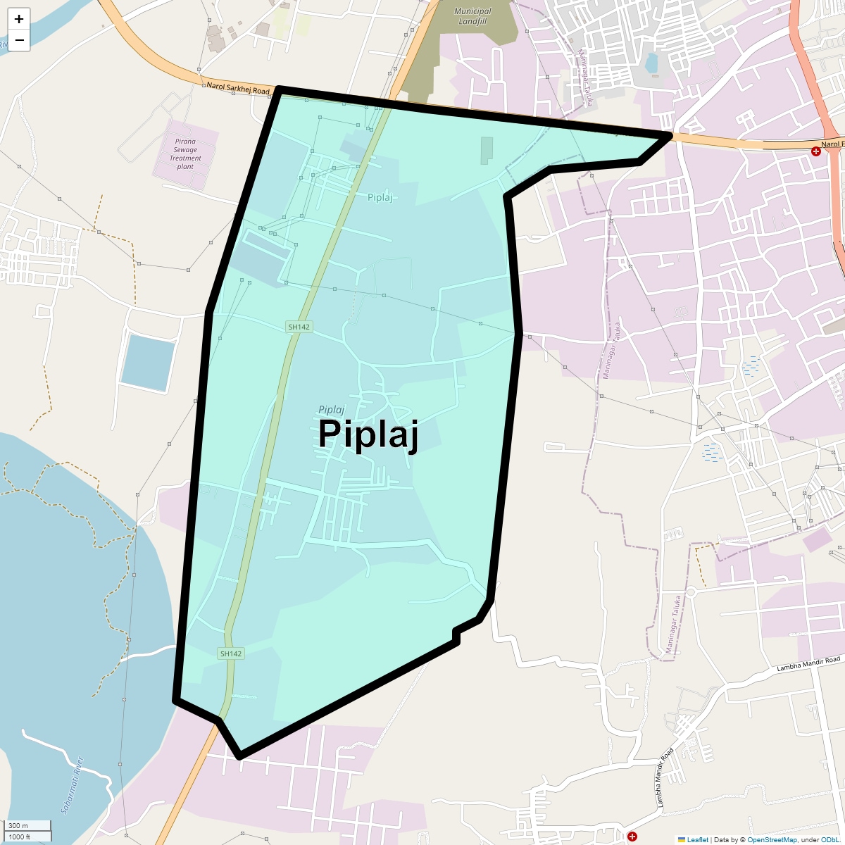 Location Map of Piplaj, Ahmedabad