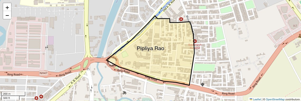 Location Map of Pipliya Rao, Indore