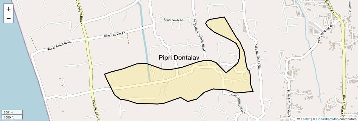 Location Map of Pipri Dontalav, Palghar