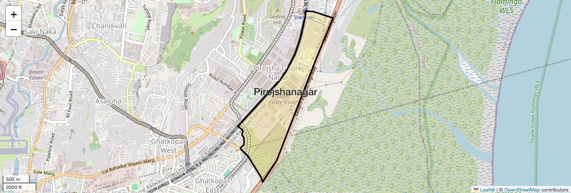 Location Map of Pirojshanagar, Mumbai