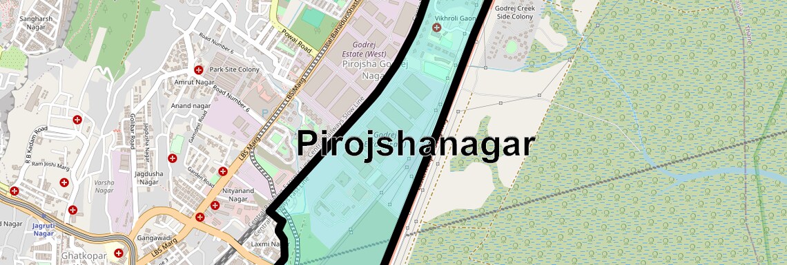 Location Map of Pirojshanagar, Mumbai