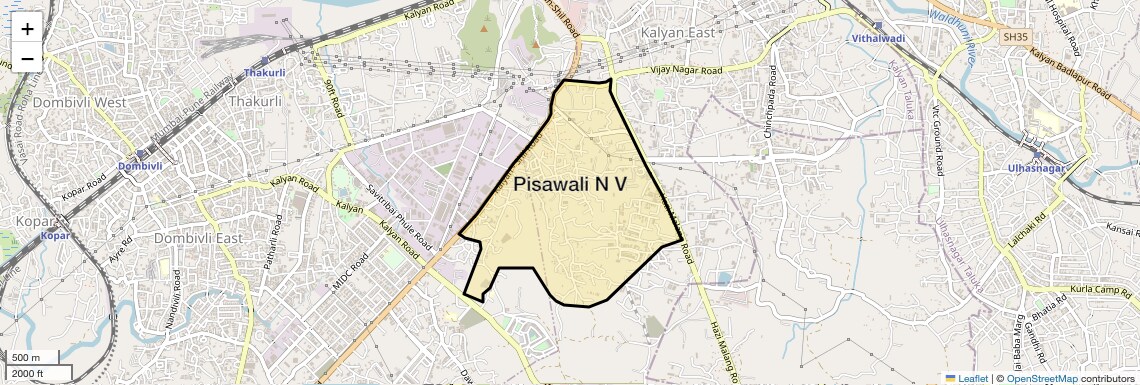 Location Map of Pisawali N V, Thane