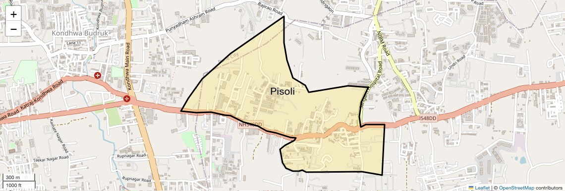 Location Map of Pisoli, Pune