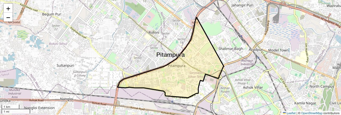 Location Map of Pitampura, Delhi