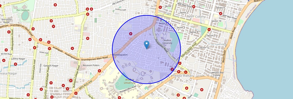 Location Map of Pithapuram Colony, Vizag