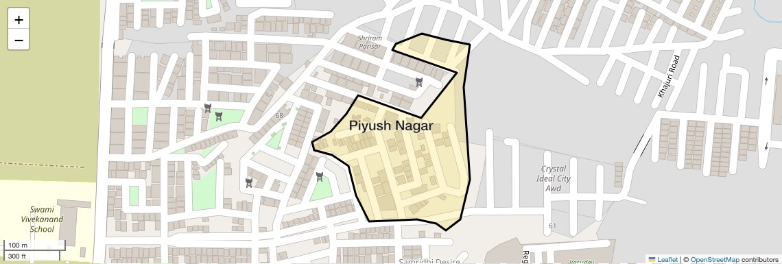 Location Map of Piyush Nagar, Bhopal