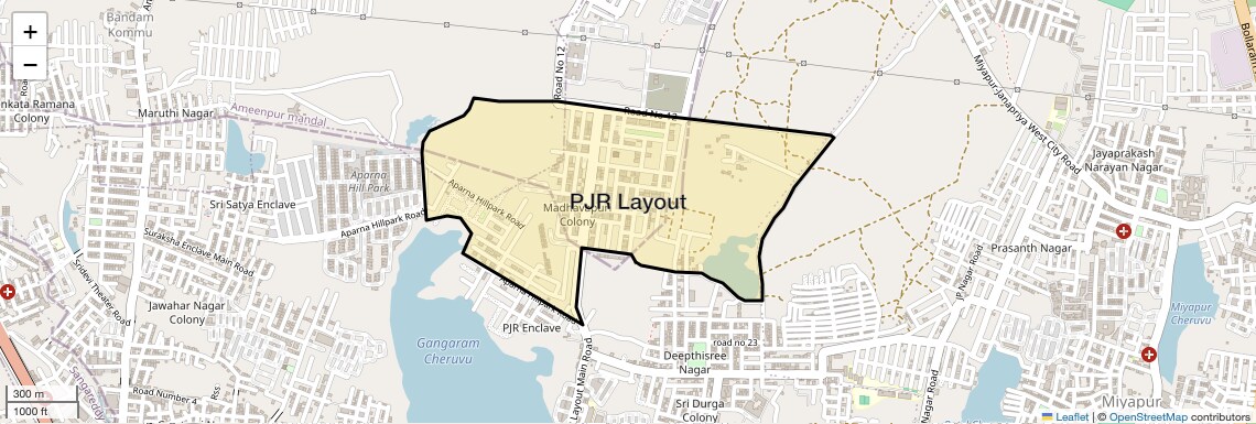 Location Map of PJR Layout, Hyderabad