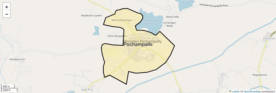 Location Map of Pochampalle, Hyderabad