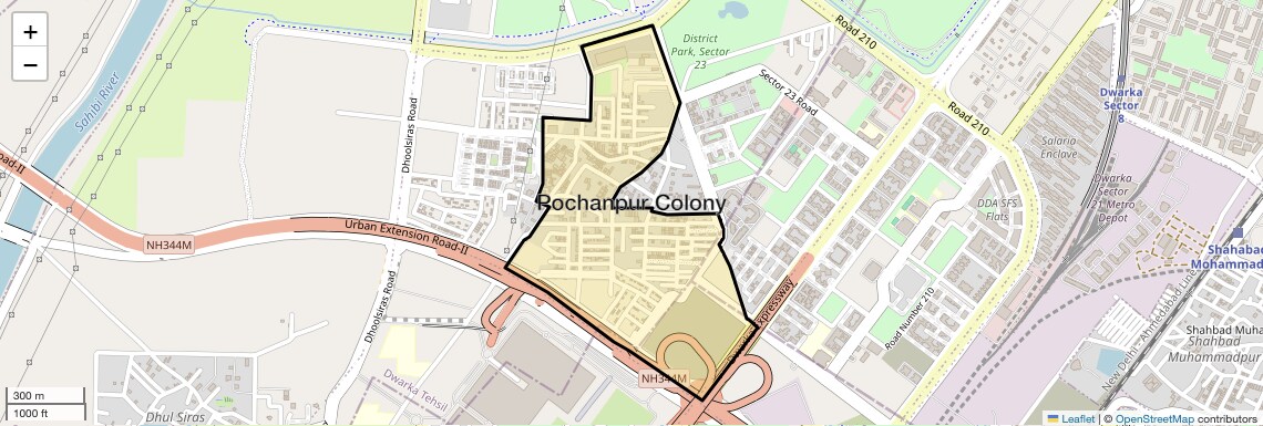 Location Map of Pochanpur Colony, Delhi