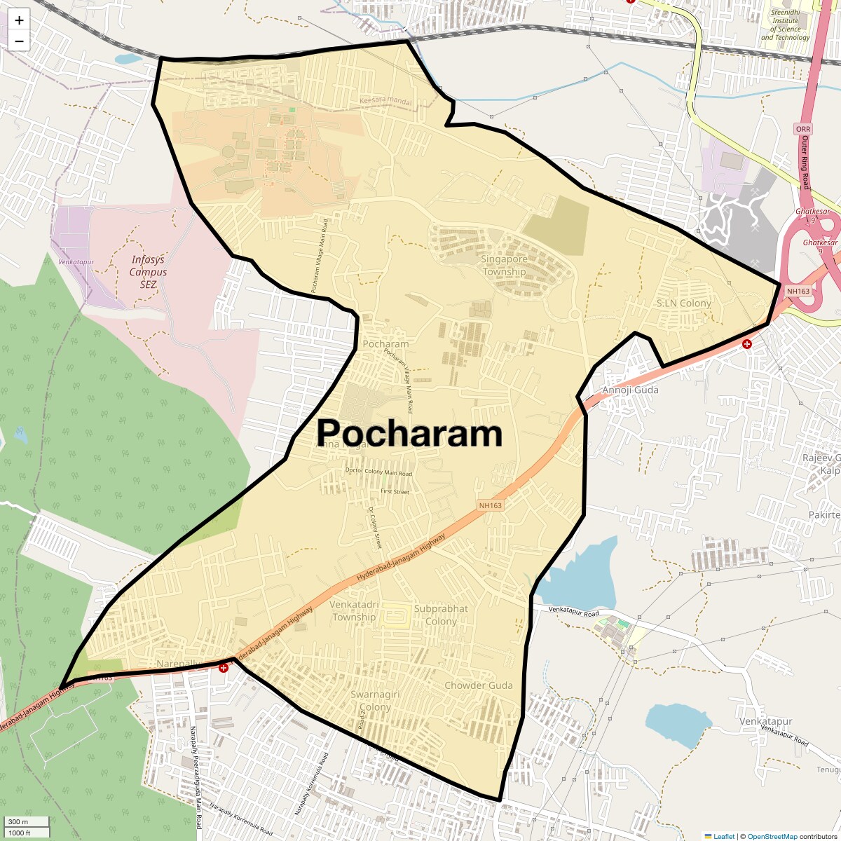 Location Map of Pocharam, Hyderabad