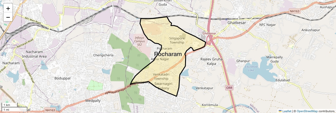 Location Map of Pocharam, Hyderabad