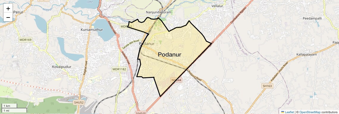 Location Map of Podanur, Coimbatore