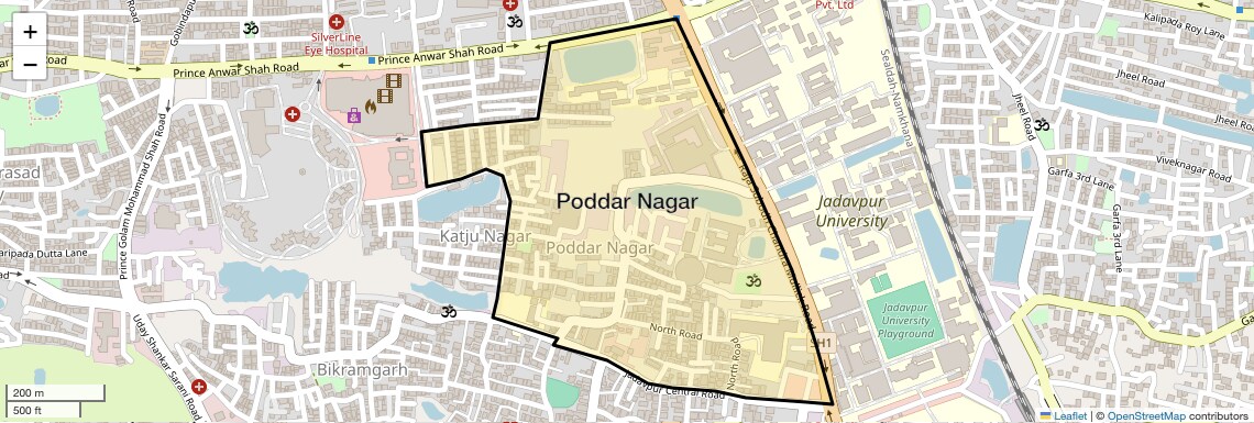 Location Map of Poddar Nagar, Kolkata