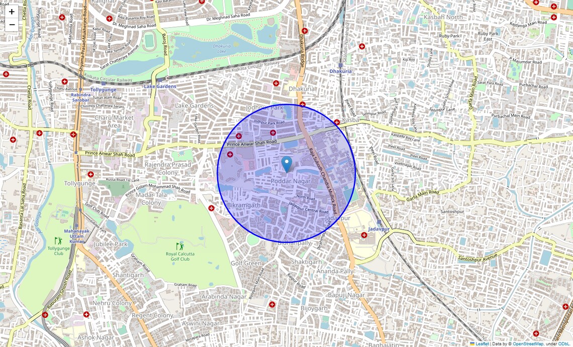 Location Map of Poddar Nagar, Kolkata