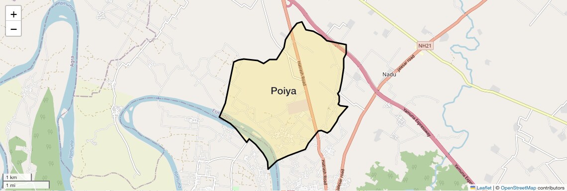 Location Map of Poiya, Agra