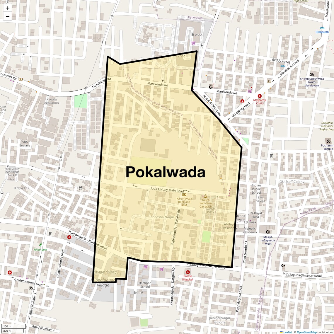 Location Map of Pokalwada, Hyderabad