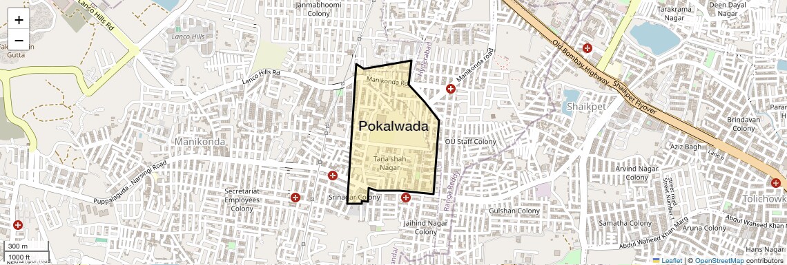 Location Map of Pokalwada, Hyderabad
