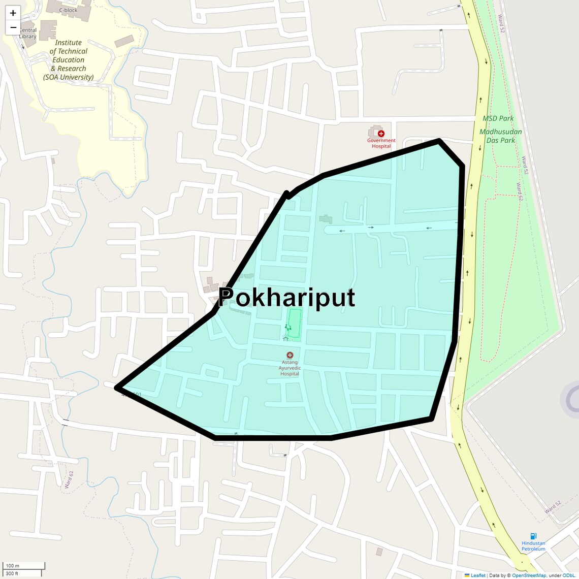 Location Map of Pokhariput, Bhubaneswar