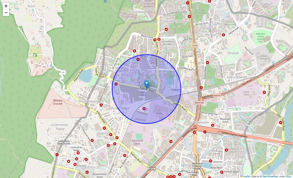 Location Map of Pokhran Road No Two, Thane