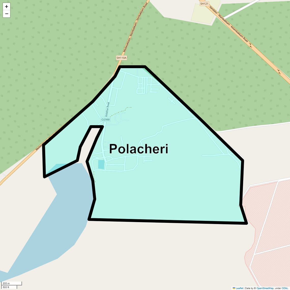 Location Map of Polacheri, Chennai