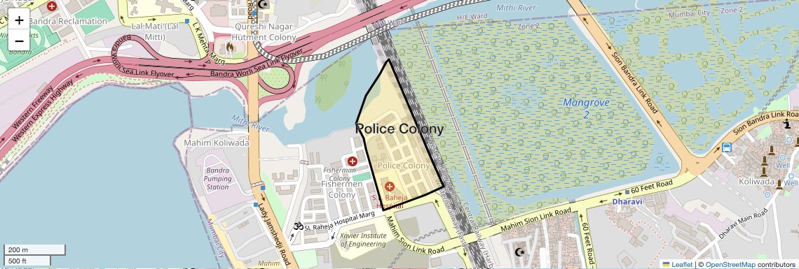 Location Map of Police Colony, Mumbai